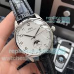 Swiss Replica IWC Portuguese Moonphase Watch SS White Dial